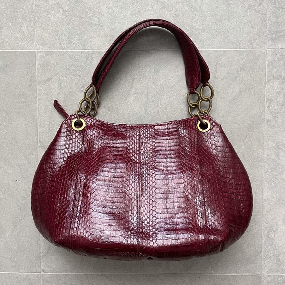 LELYA Oxblood Snakeskin Shoulder Bag - Picture 1 of 6